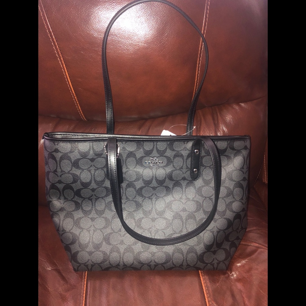 Black leather Coach purse